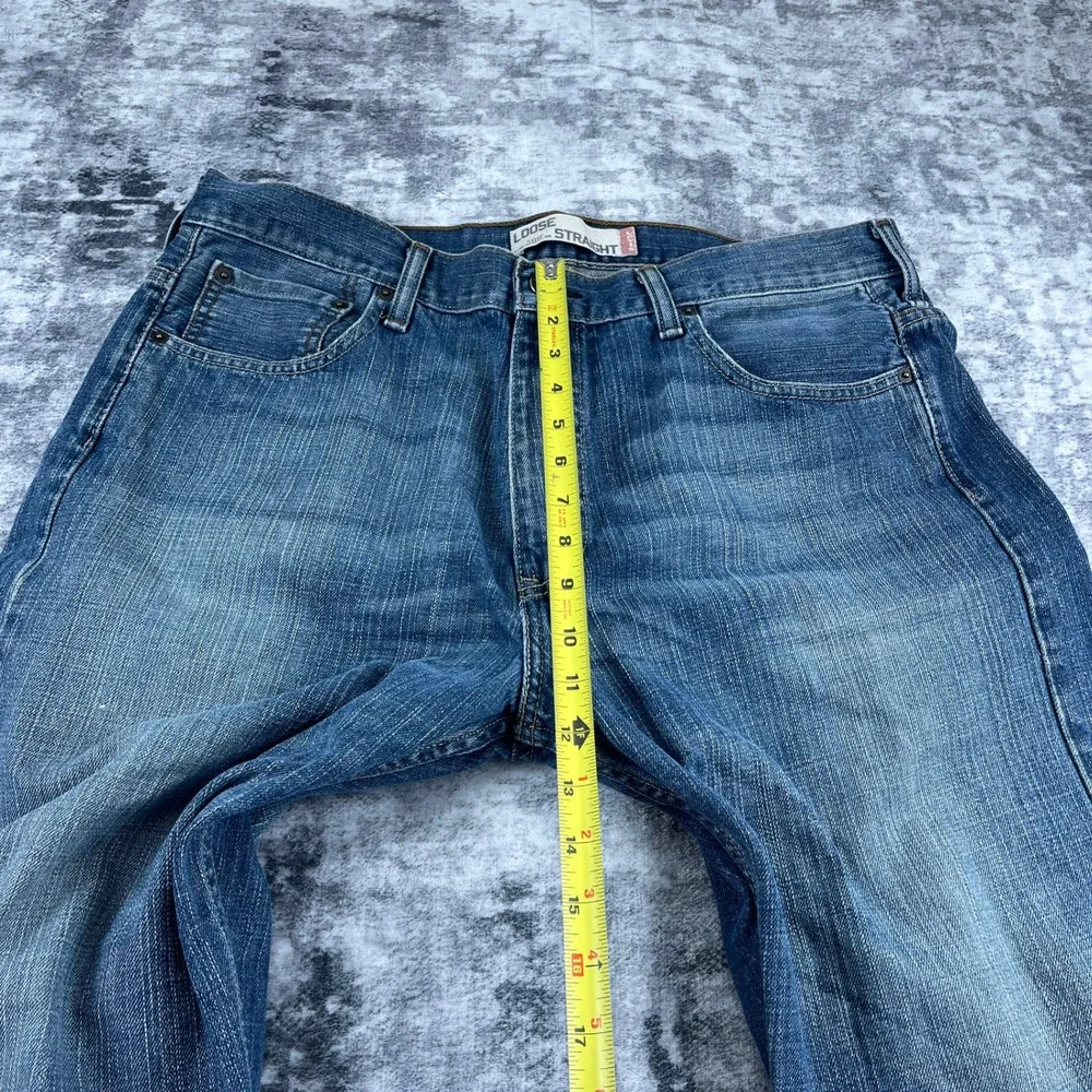 Levi Strauss & CO Mens 36x32 569 Loose Straight Denim Jeans Blue Solid Baggy - Picture 8 of 13